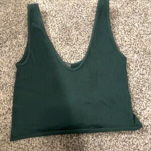 Deep Green Sleeveless Ribbed Top